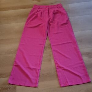 SHEIN Hot Pink Flowy Wide-Leg Women's Pants Sz S 4 Pleated Front